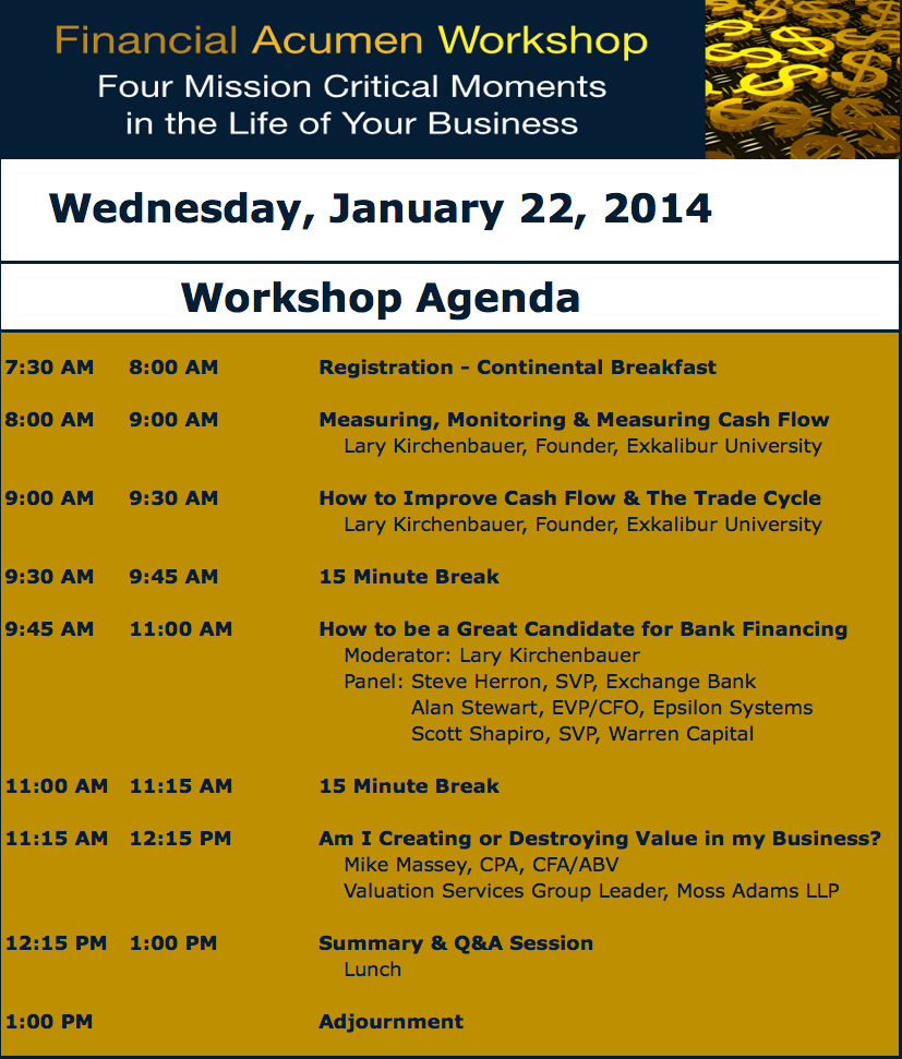 Financial Acumen Workshop Agenda