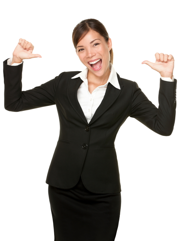 cheerful confident young business woman
